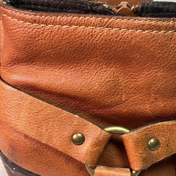 Korks by Kork Ease Brown Leather Zip Wedge Heel Ankle Boots Women's 6M - Picture 4 of 16